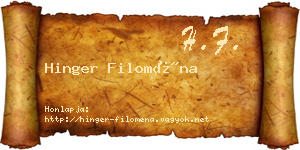 Hinger Filoména névjegykártya